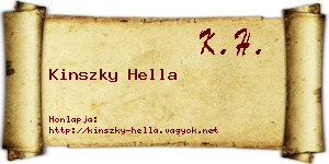 Kinszky Hella névjegykártya